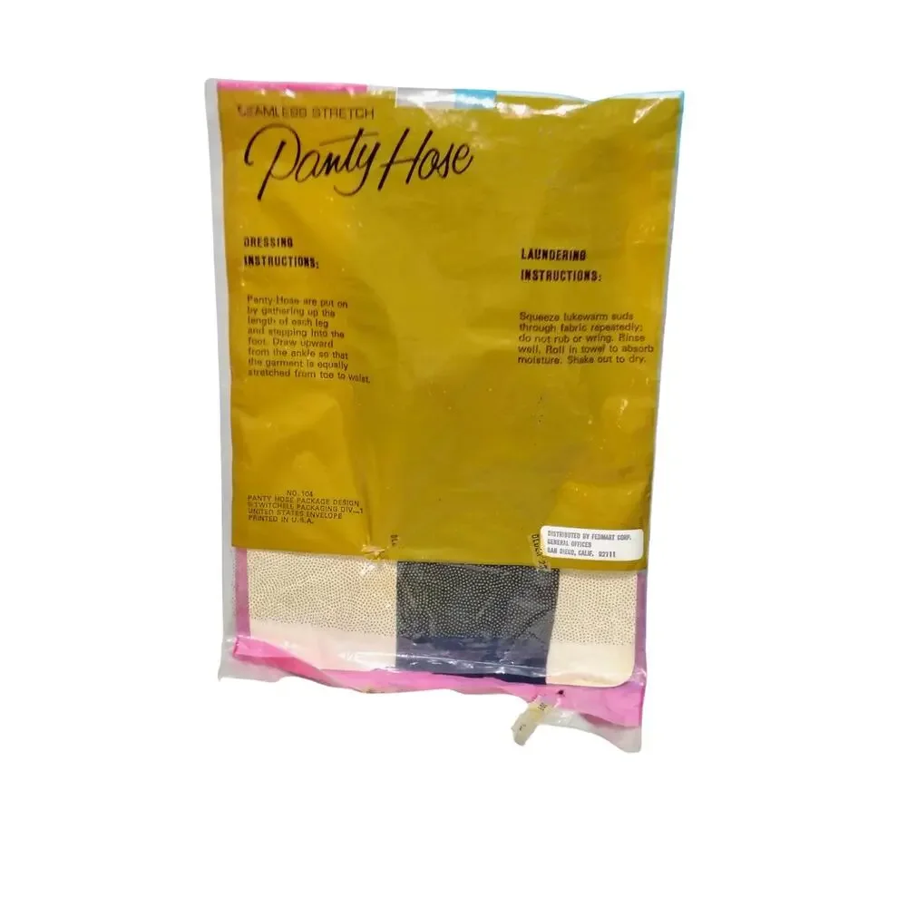 New 1960s Navy Blue Nylon Vintage Pantyhose Seamless Stretch Size Small Medium